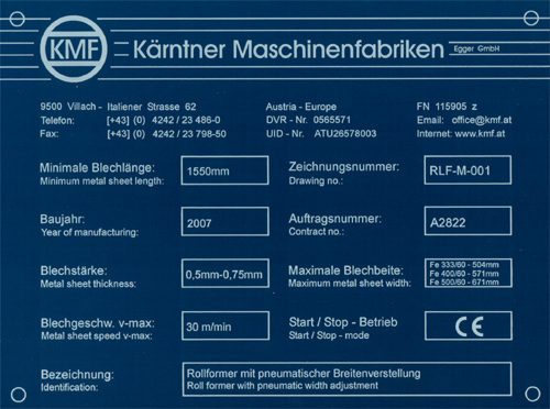 Maschinenschild